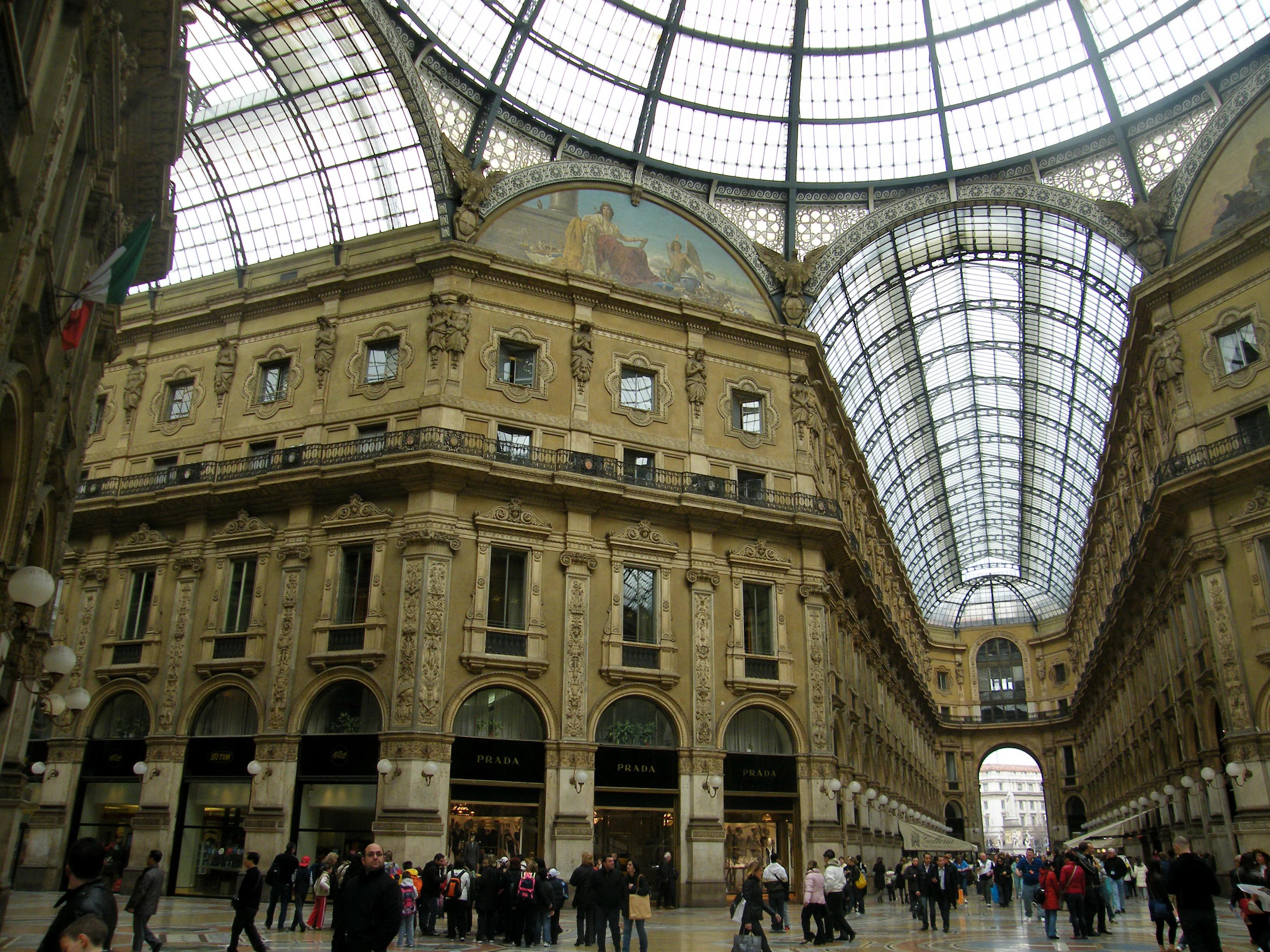 The iron and glass roof over the Galleria Vittorio Emanuele II.